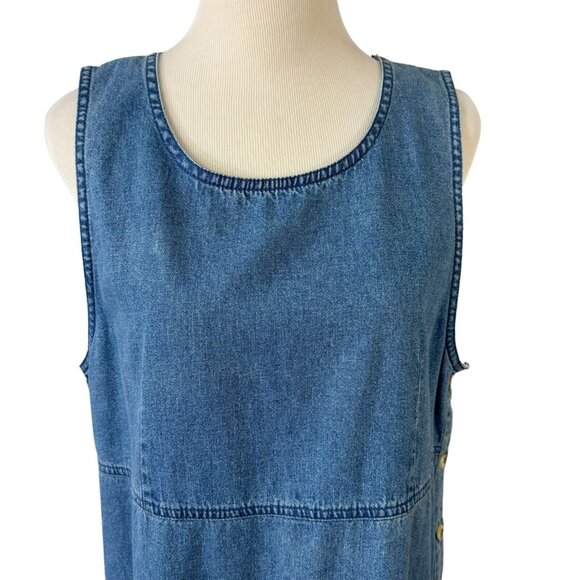 Original TY Wear Blue Denim Dress Size 12 Modest Long Side Button Jumper - Picture 3 of 7
